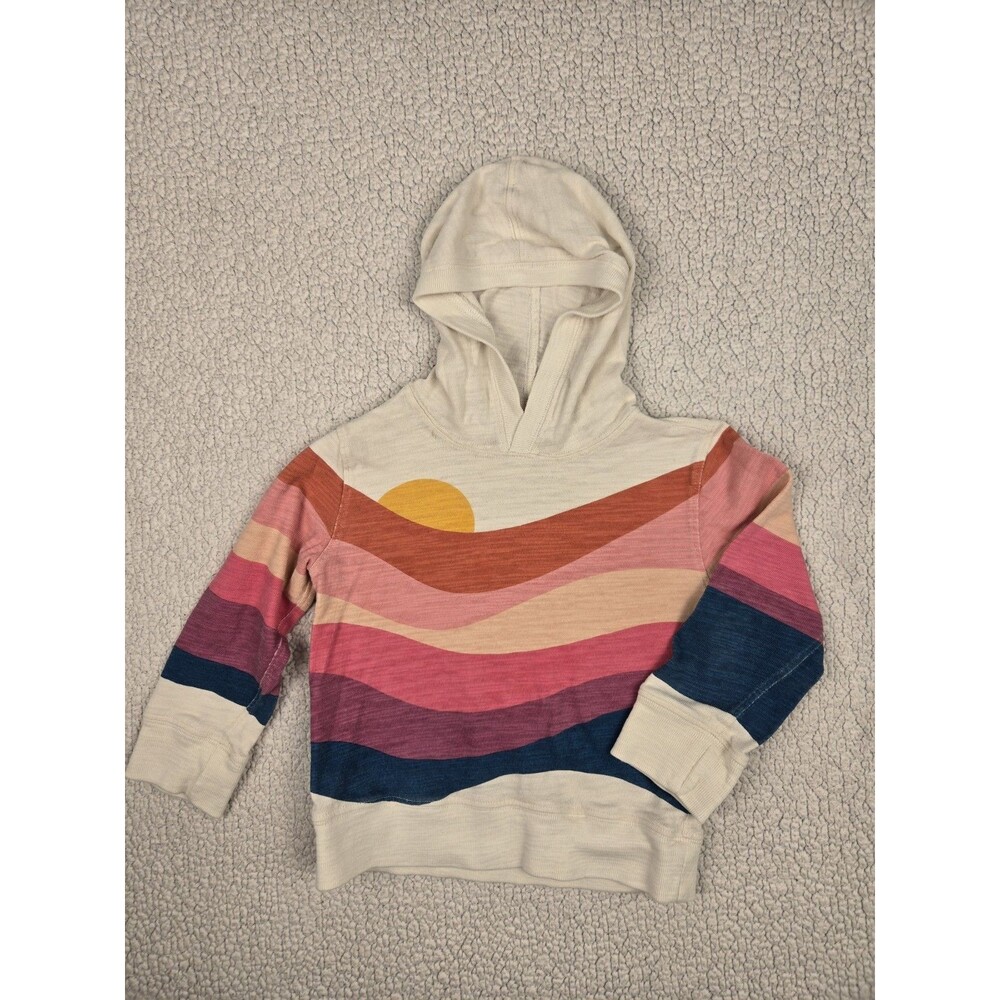 Faherty Kids Sun and Wave Hoodie Size 5 100% Organic Cotton Beach Sunset Print